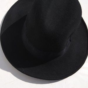 Firenze black wool fedora men's size small hat vtg
